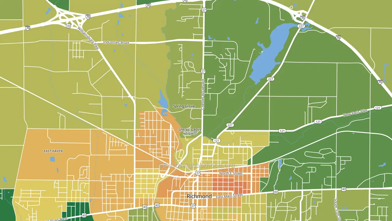 Spring Grove, IN block-group voter-turnout map