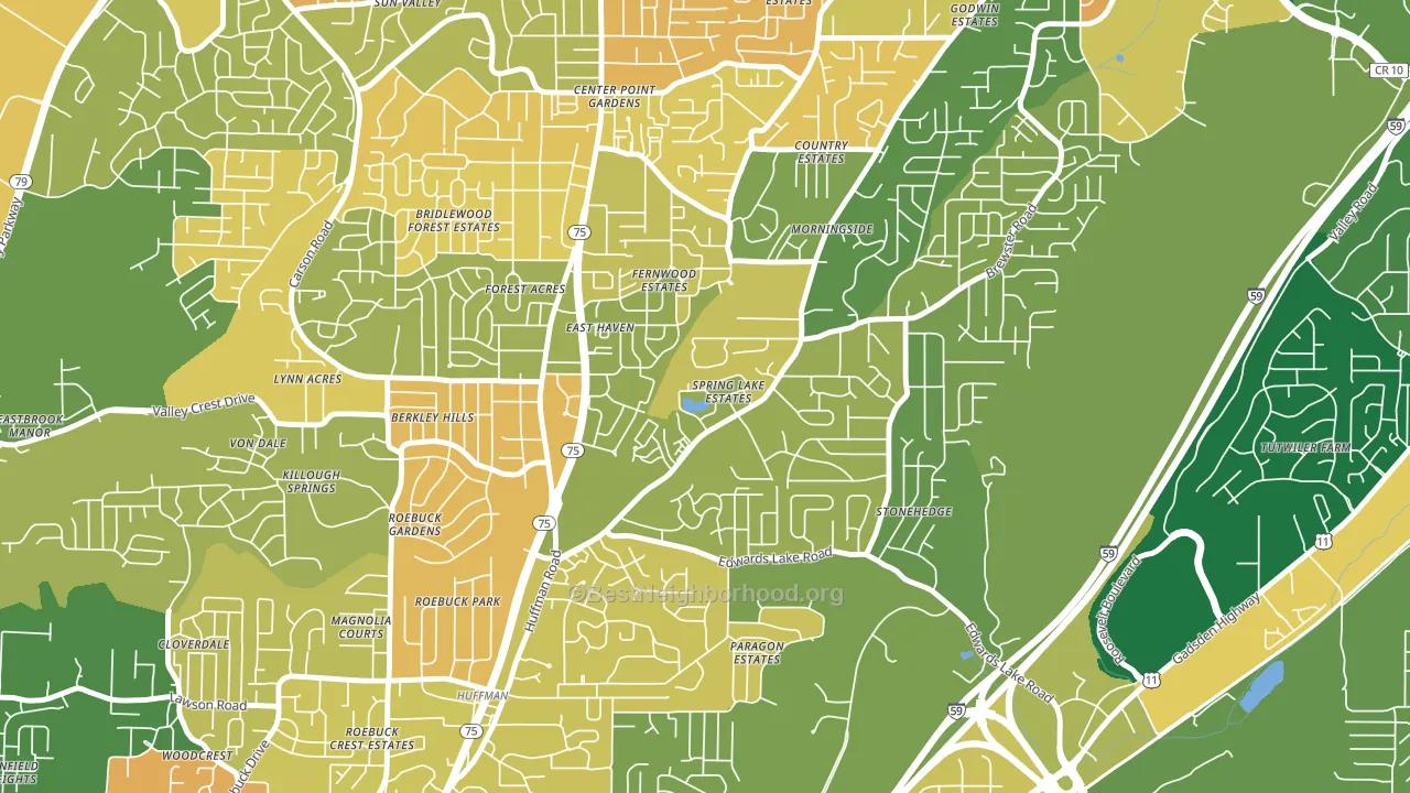 Spring Lake, Birmingham, AL block-group voter-turnout map