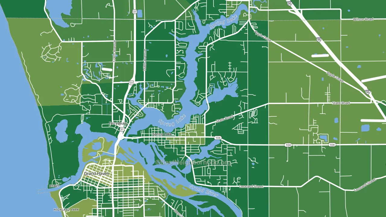 Spring Lake, MI block-group voter-turnout map