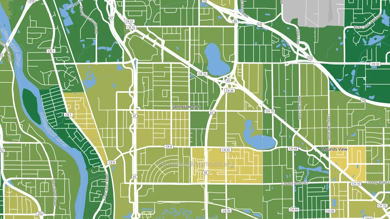 Spring Lake Park, MN block-group voter-turnout map