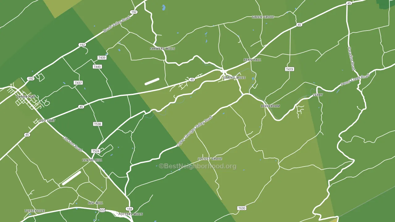 Spring Mills, PA block-group voter-turnout map