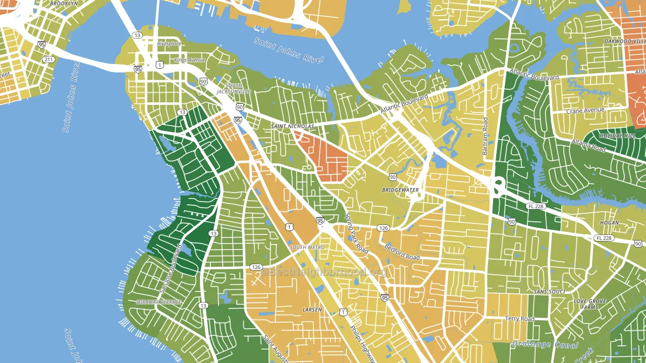 Spring Park, Jacksonville, FL block-group voter-turnout map