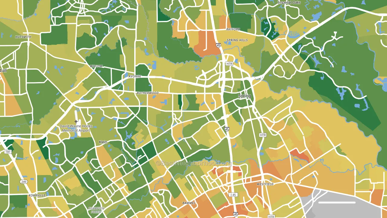 Spring, TX block-group voter-turnout map