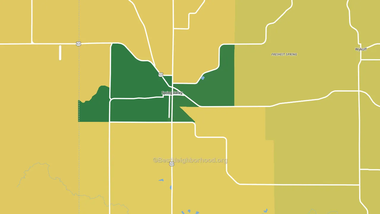 Spring Valley, MN block-group voter-turnout map