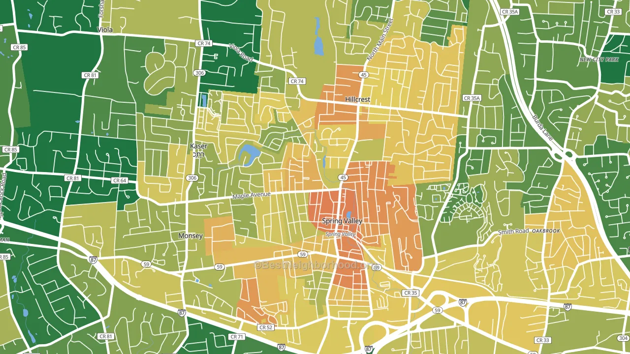 Spring Valley, NY block-group voter-turnout map