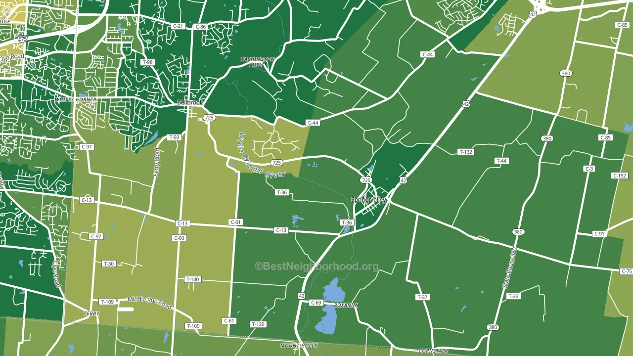 Spring Valley, OH block-group voter-turnout map