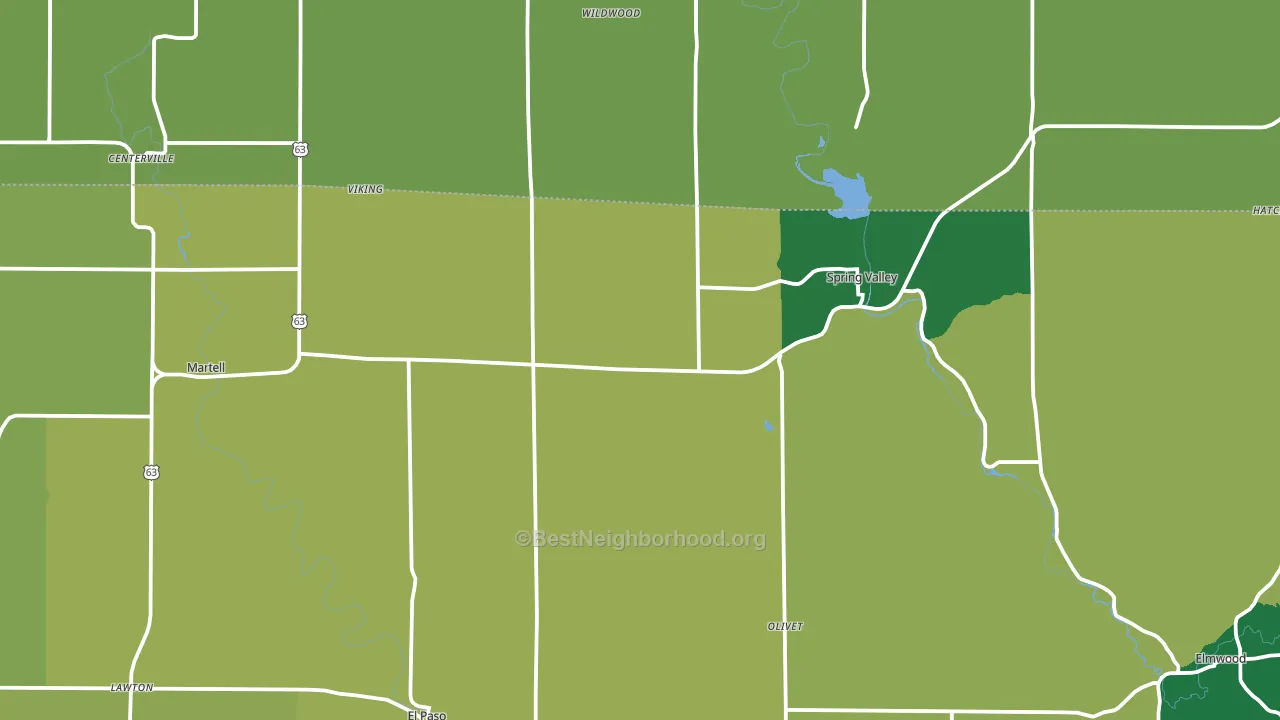 Spring Valley, WI block-group voter-turnout map