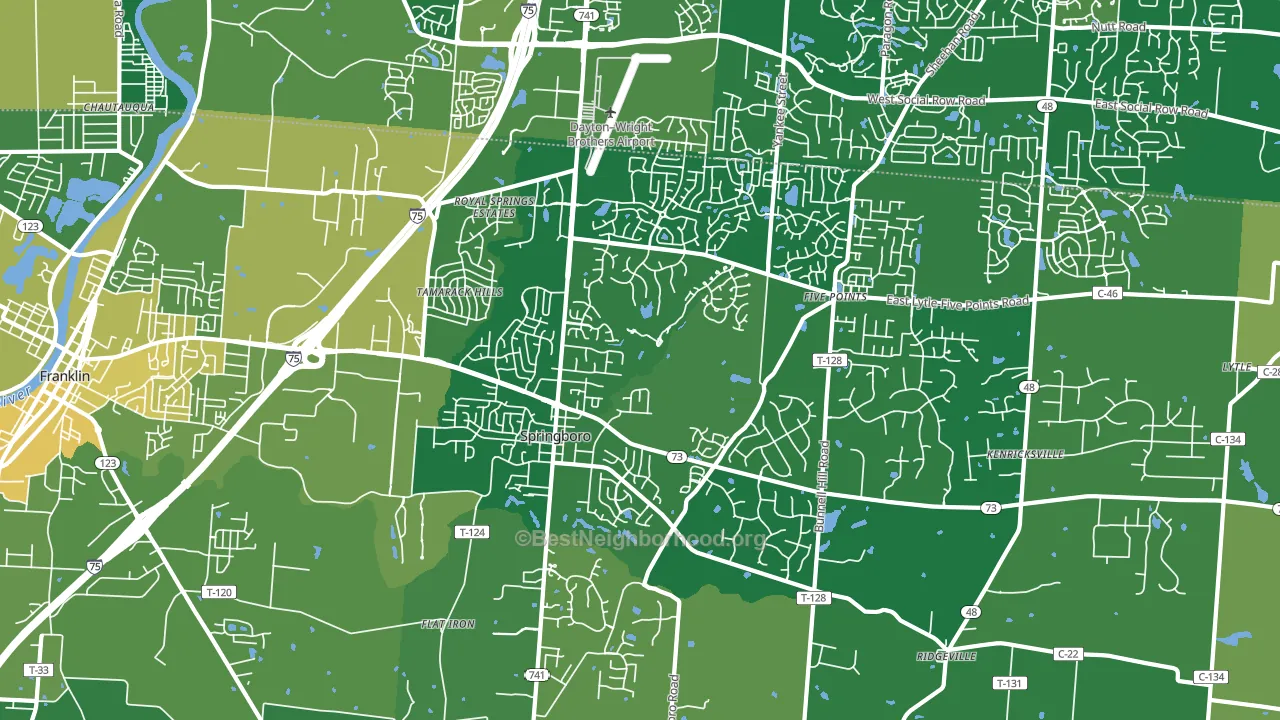 Springboro, OH block-group voter-turnout map