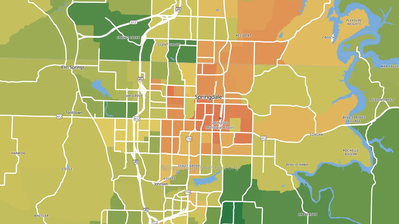 Springdale, AR block-group voter-turnout map