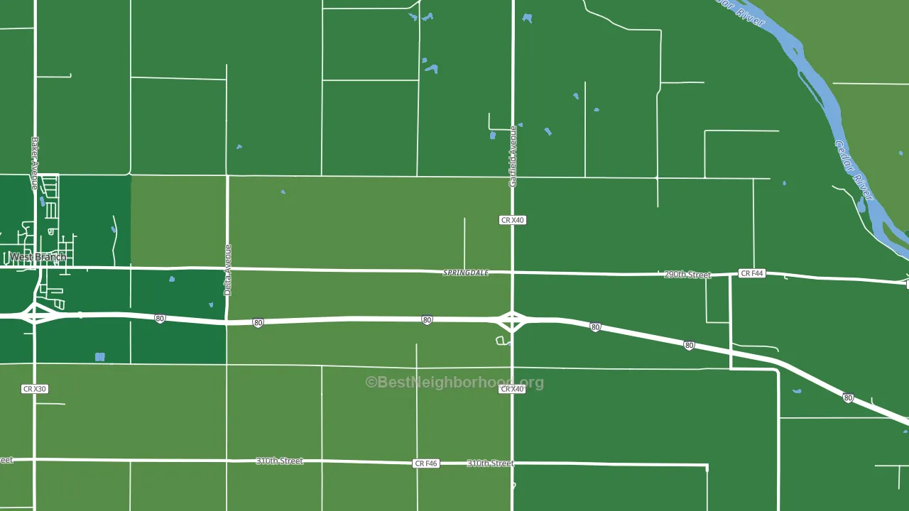 Springdale, IA block-group voter-turnout map