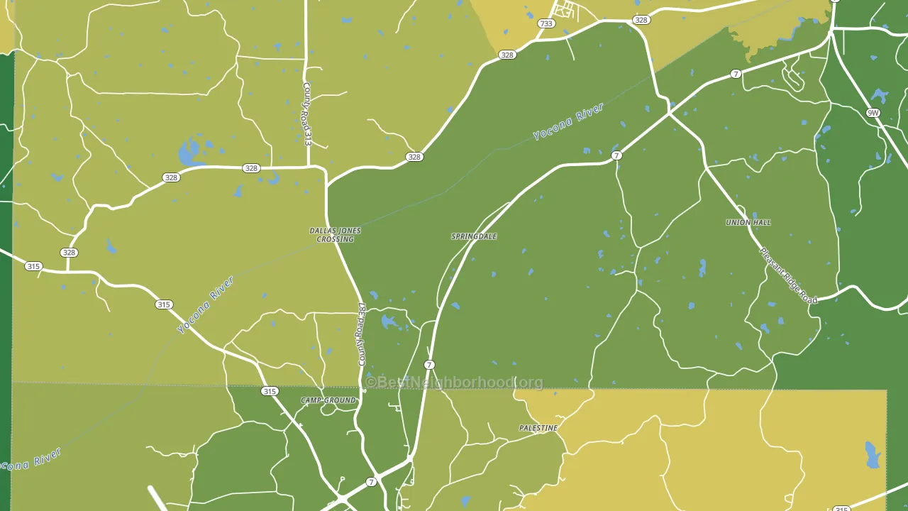 Springdale, MS block-group voter-turnout map