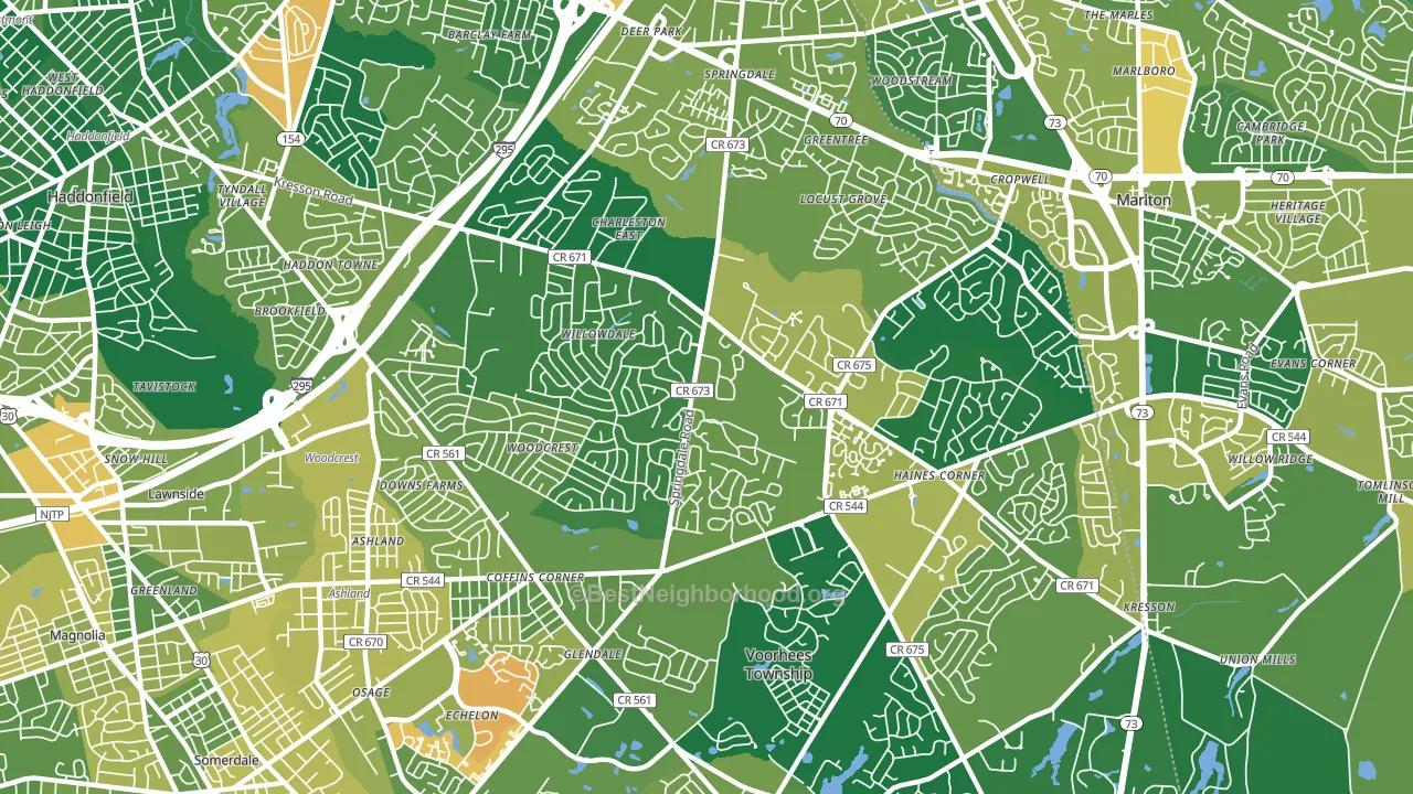 Springdale, NJ block-group voter-turnout map