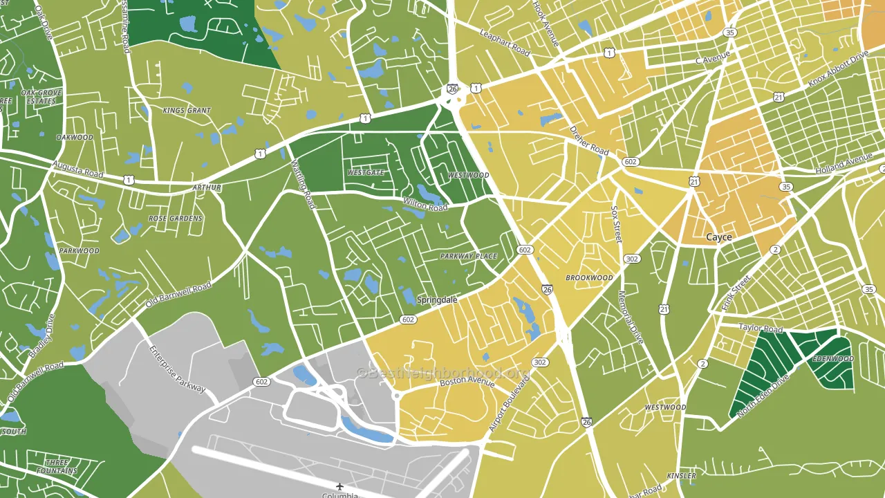 Springdale, SC block-group voter-turnout map