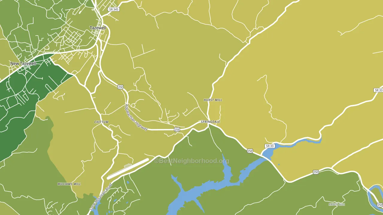 Springdale, TN block-group voter-turnout map