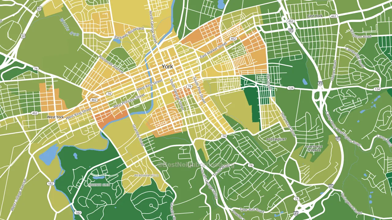 Springdale, York, PA block-group voter-turnout map