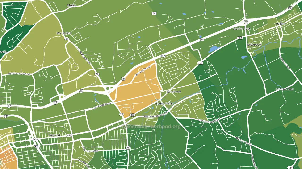 Springetts Manor-Yorklyn, York, PA block-group voter-turnout map