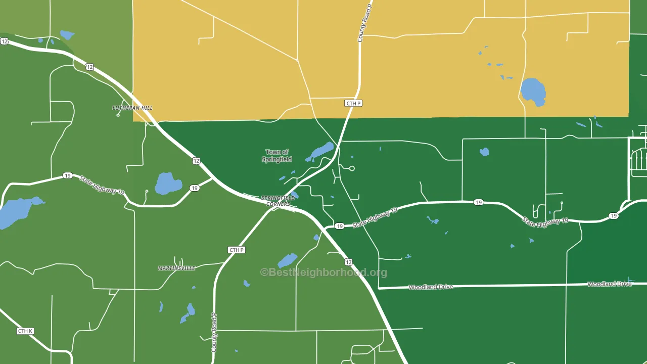Springfield Corners, WI block-group voter-turnout map