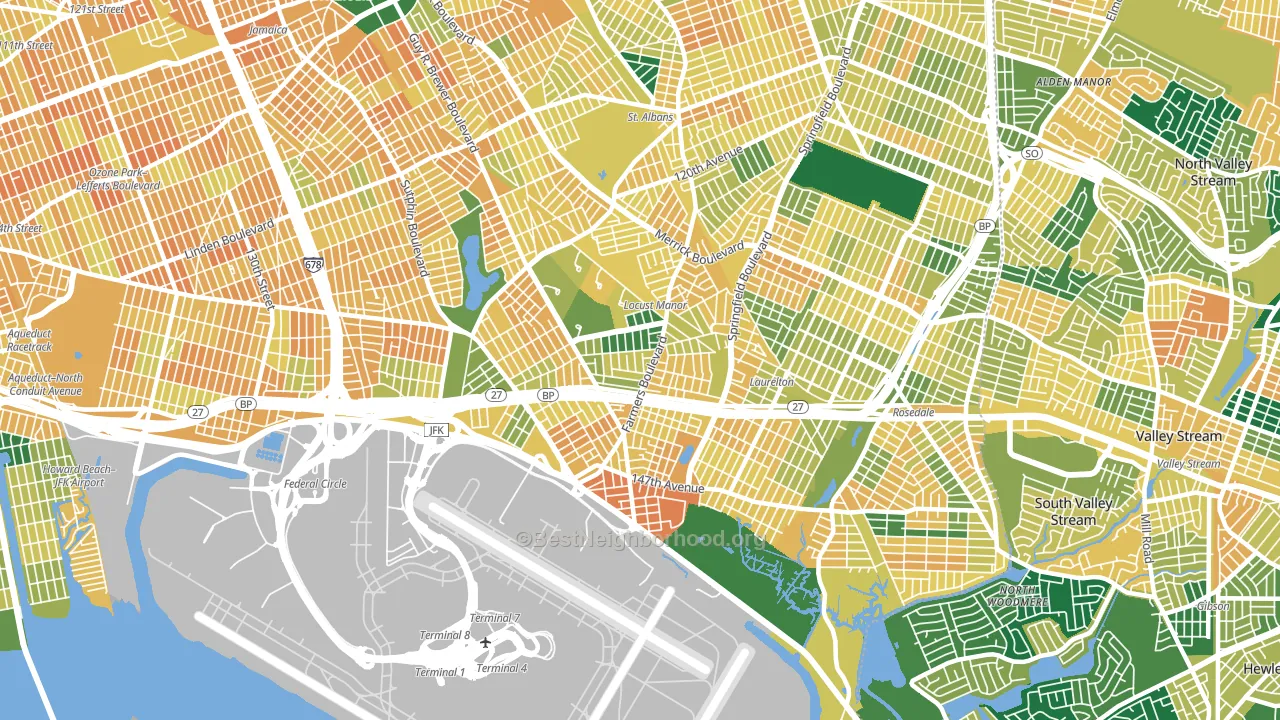 Springfield Gardens, Queens, NY block-group voter-turnout map
