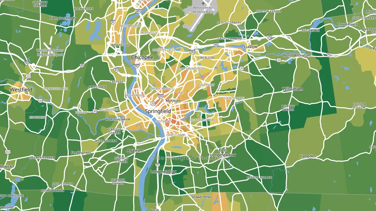 Springfield, MA block-group voter-turnout map