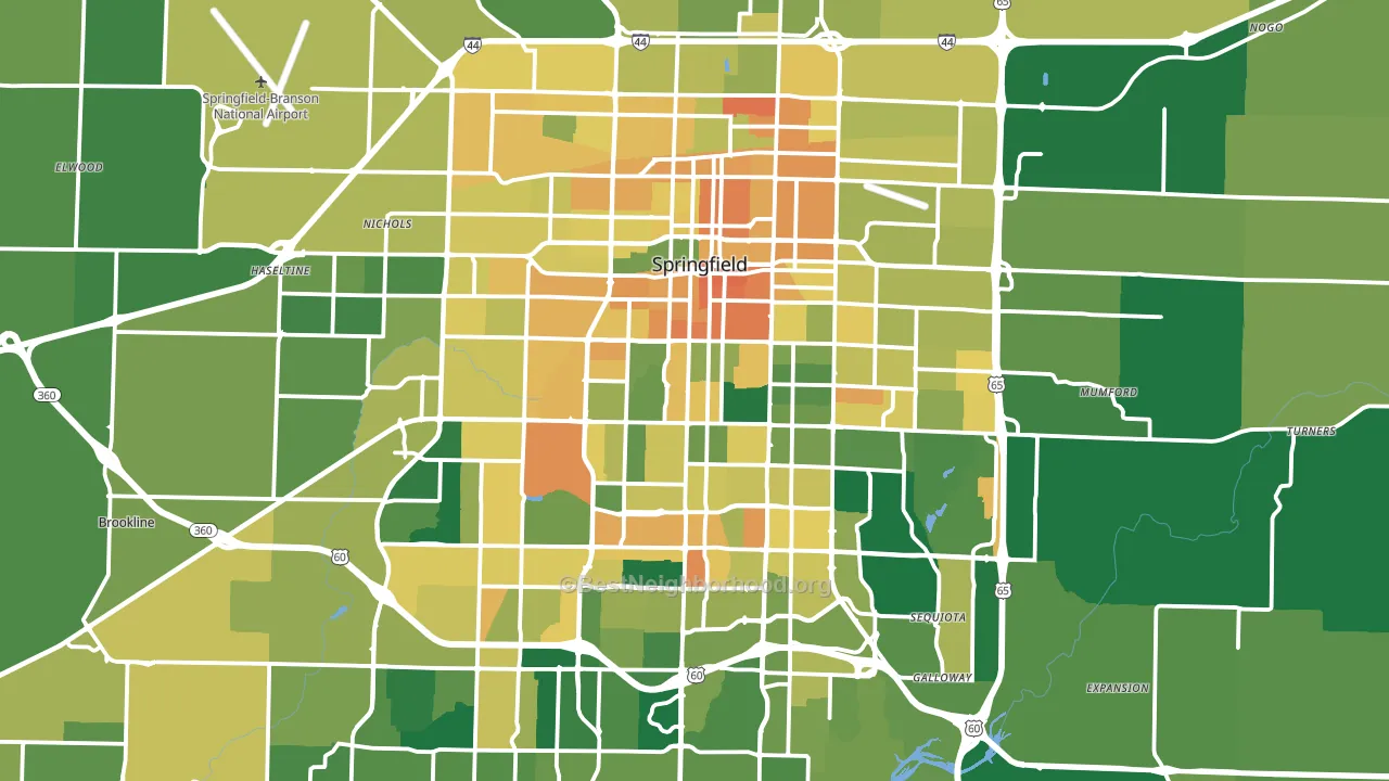 Springfield, MO block-group voter-turnout map