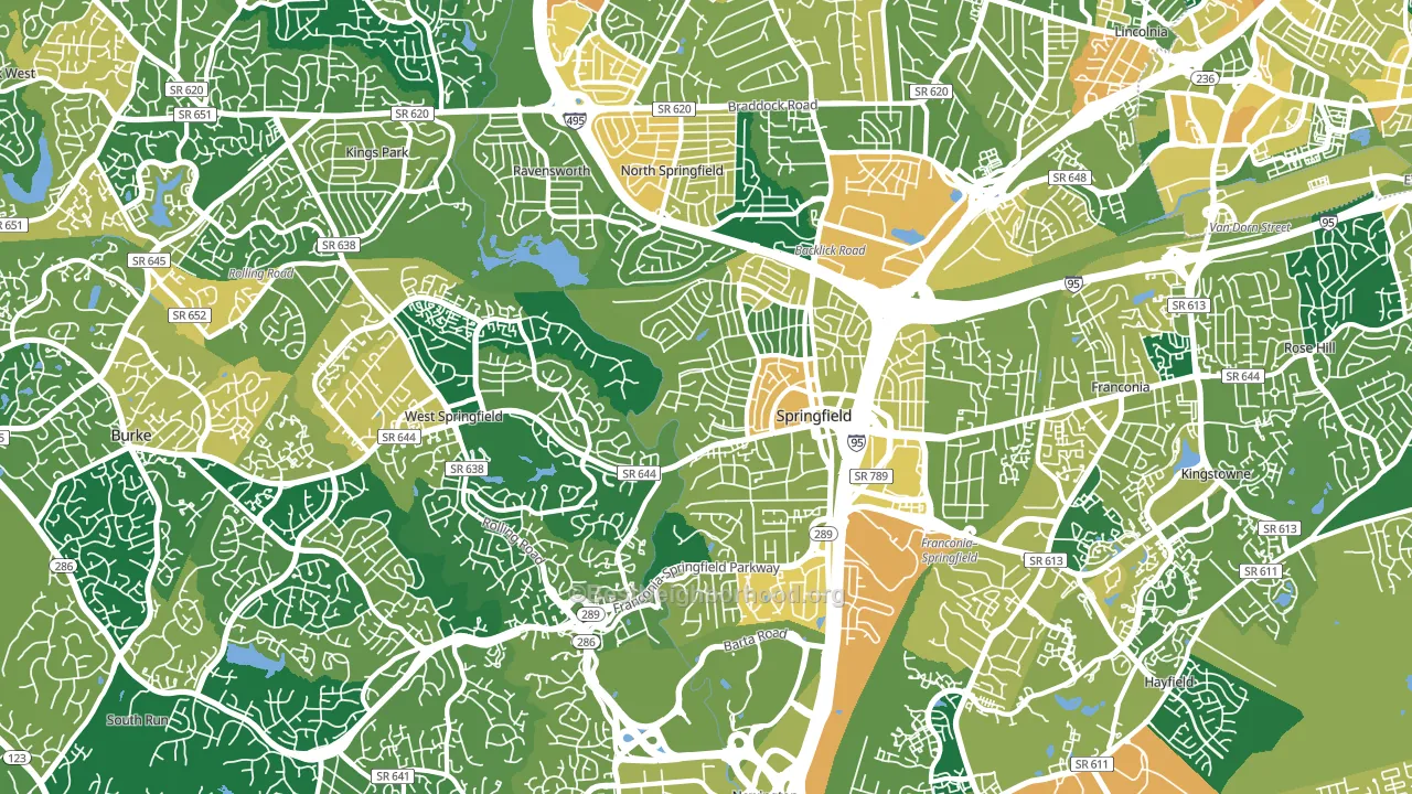 Springfield, VA block-group voter-turnout map