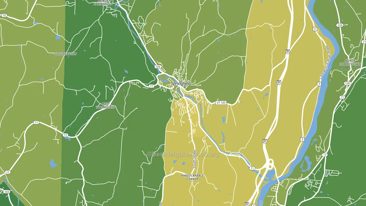 Springfield, VT block-group voter-turnout map