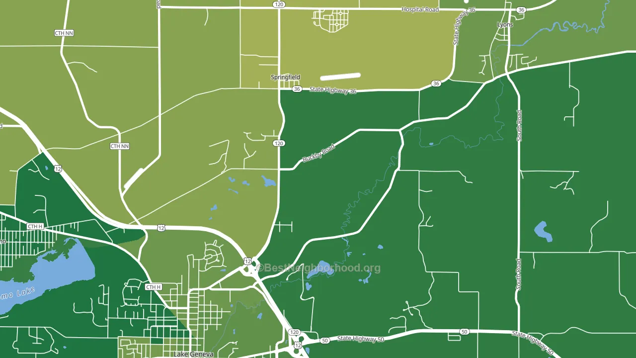 Springfield, WI block-group voter-turnout map