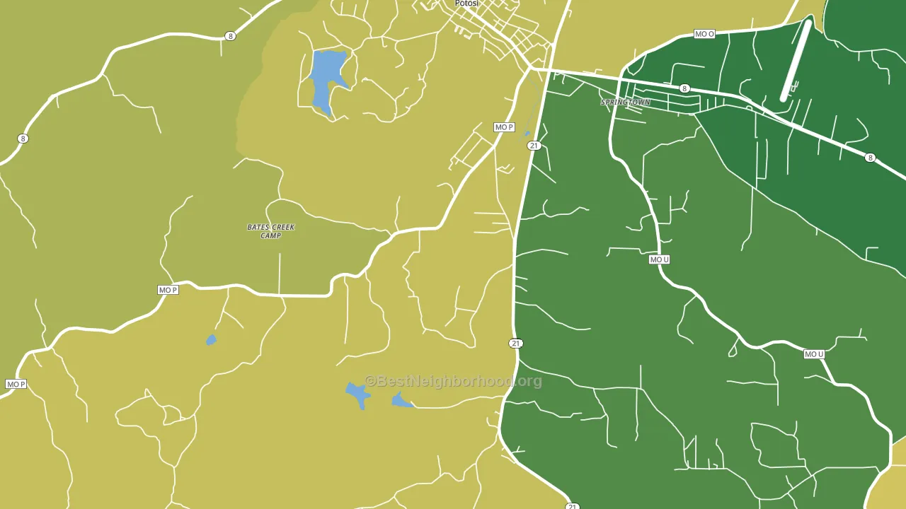 Springtown, MO block-group voter-turnout map