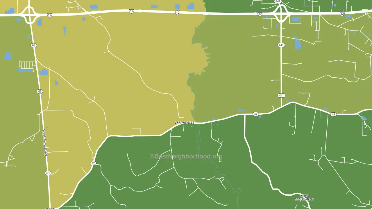 Springville, LA block-group voter-turnout map