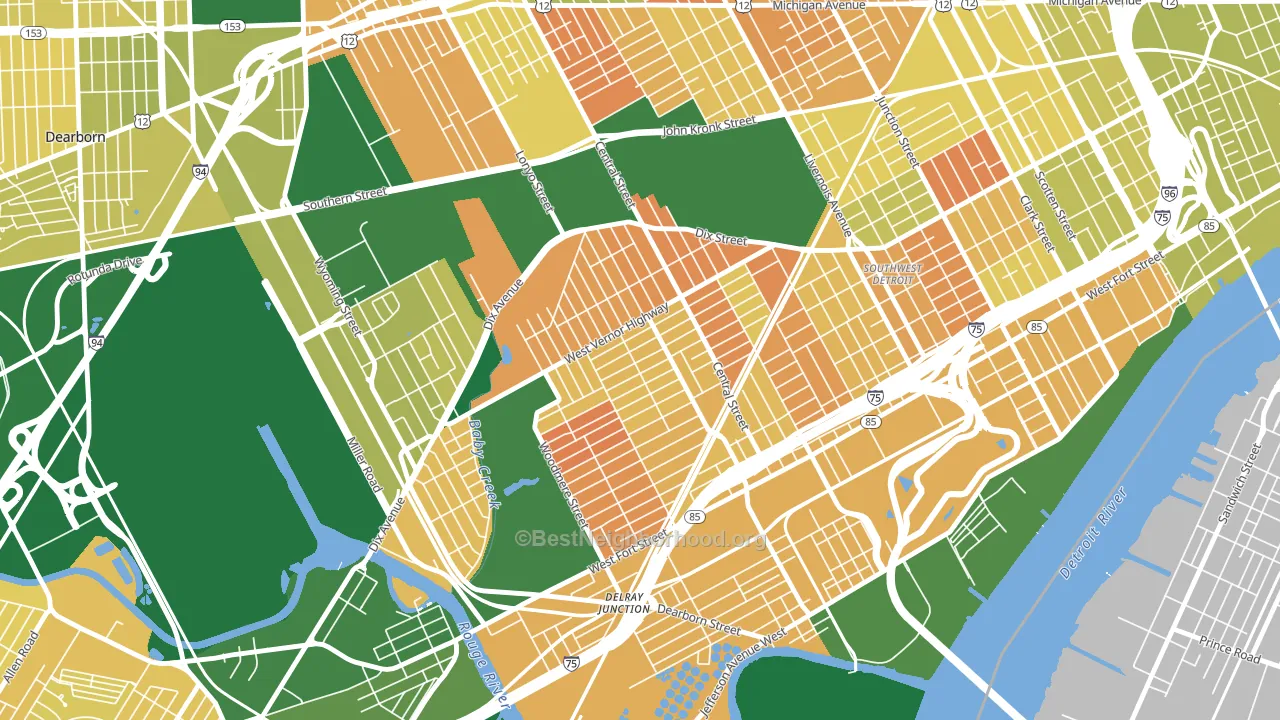 Springwells, Detroit, MI block-group voter-turnout map