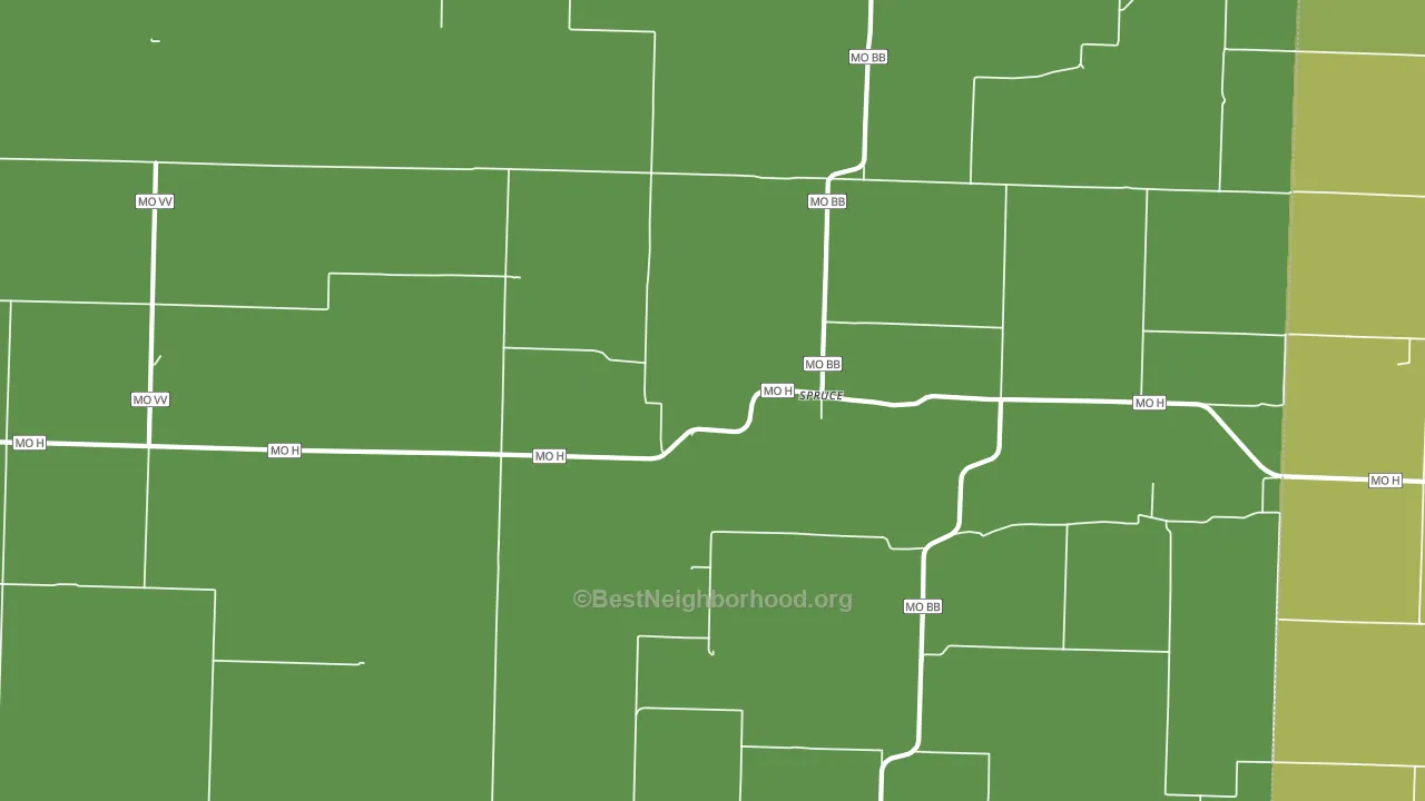 Spruce, MO block-group voter-turnout map
