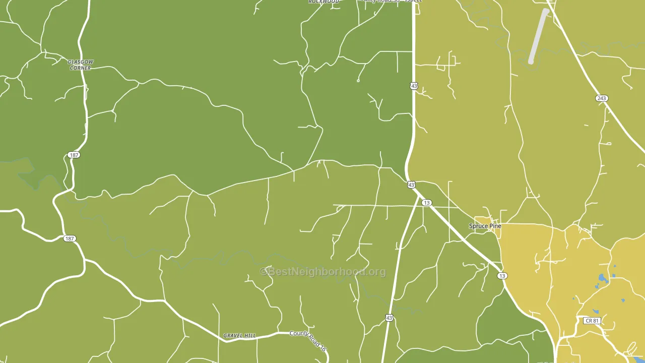 Spruce Pine, AL block-group voter-turnout map