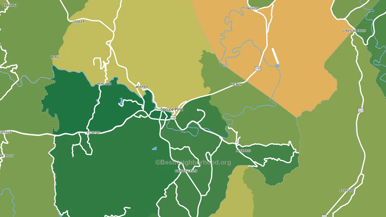 Spruce Pine, NC block-group voter-turnout map