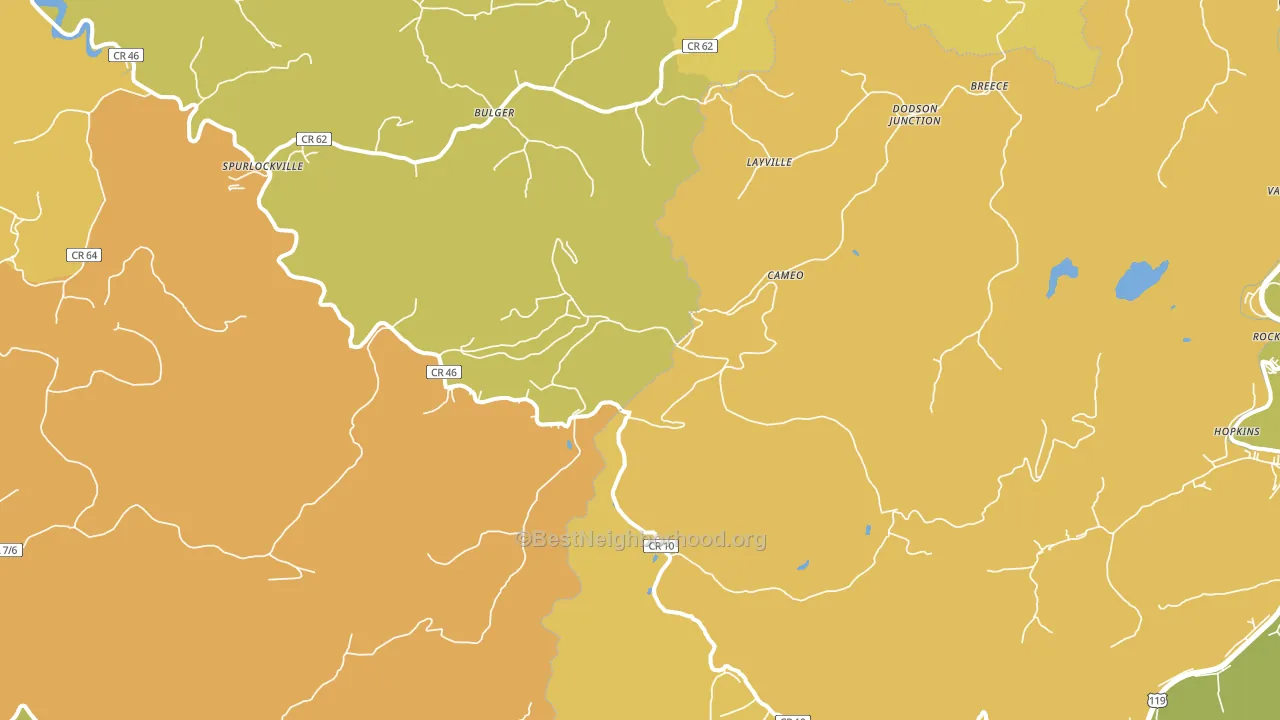 Spurlockville, WV block-group voter-turnout map