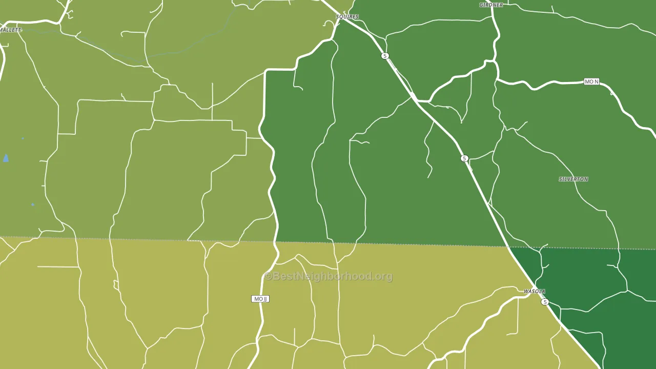 Squires, MO block-group voter-turnout map