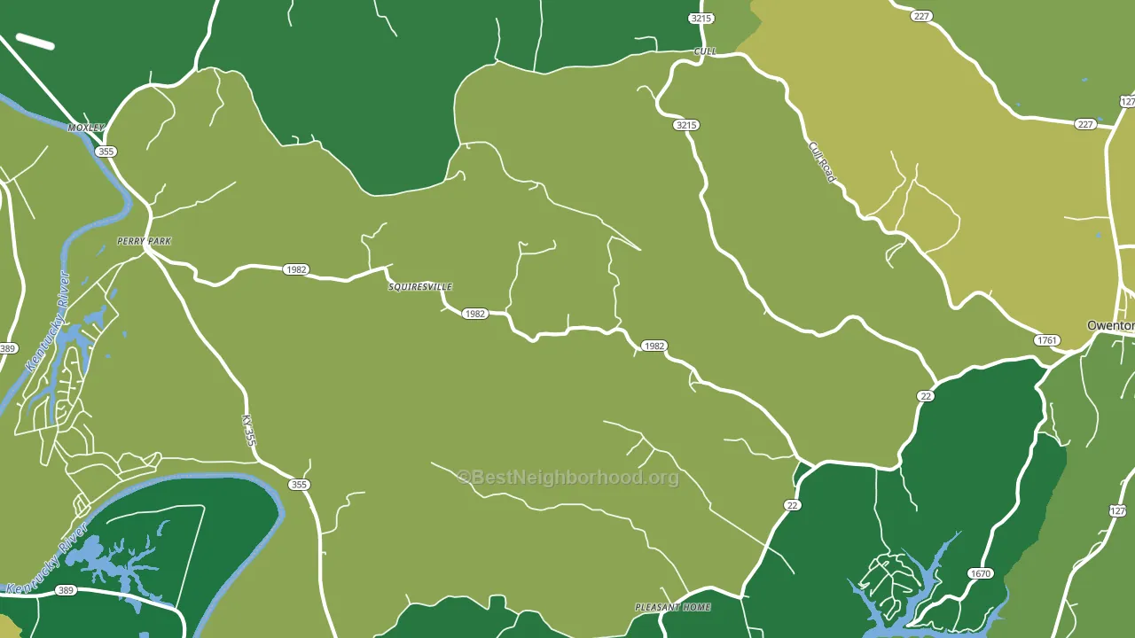 Squiresville, KY block-group voter-turnout map