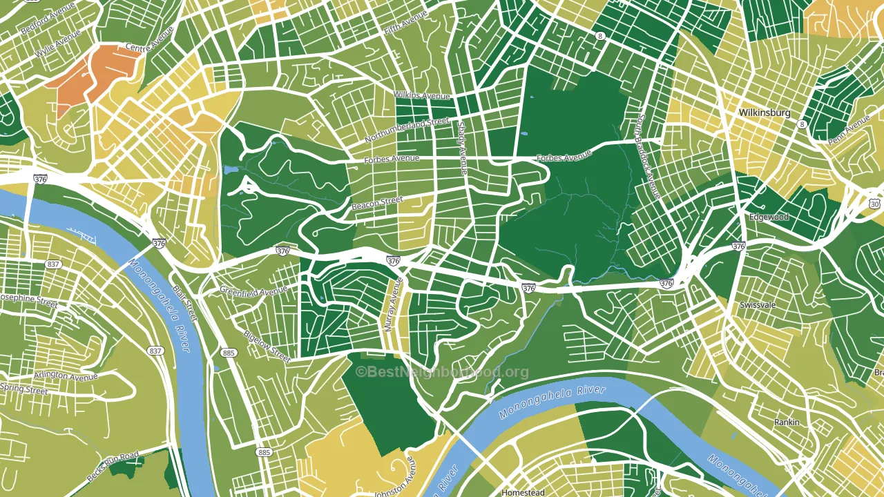 Squirrel Hill South, Pittsburgh, PA block-group voter-turnout map