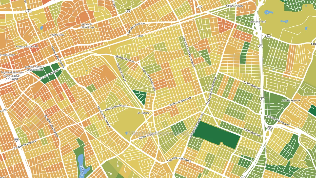 St Albans, Queens, NY block-group voter-turnout map