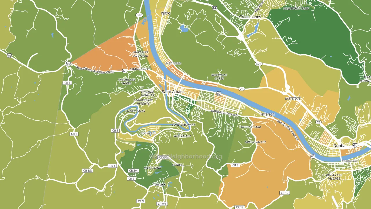 St. Albans, WV block-group voter-turnout map
