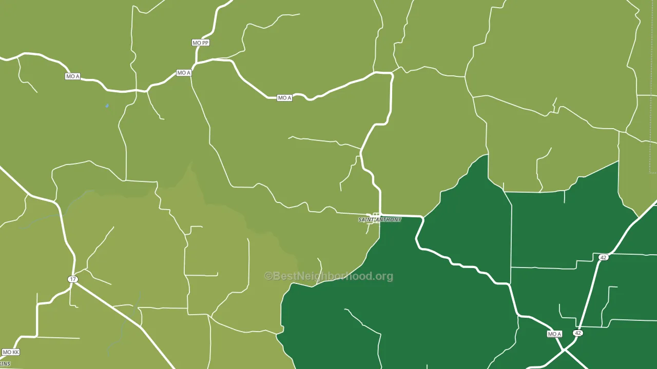 St. Anthony, MO block-group voter-turnout map