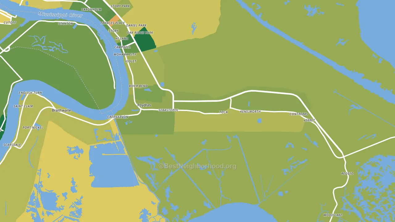 St. Bernard, LA block-group voter-turnout map