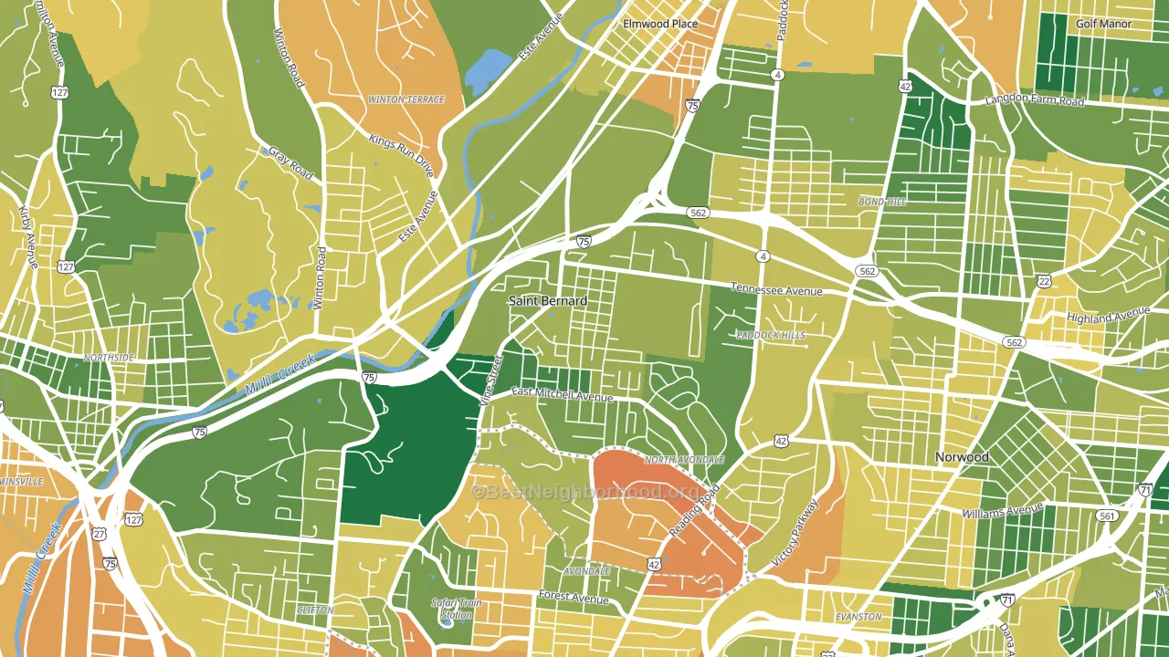 St. Bernard, OH block-group voter-turnout map