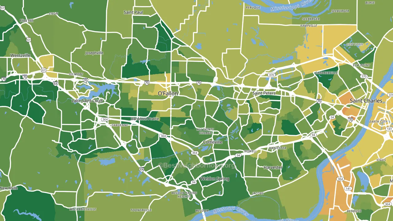 St. Charles County, MO block-group voter-turnout map
