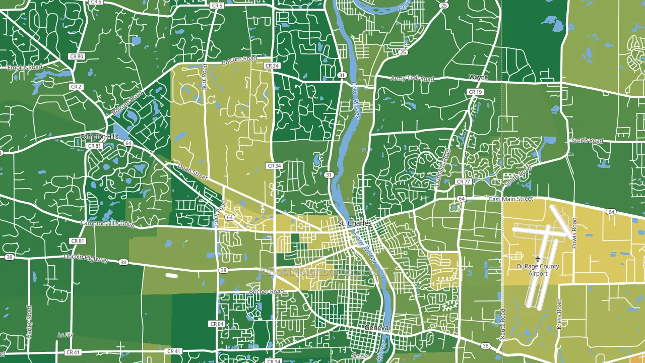 St. Charles, IL block-group voter-turnout map