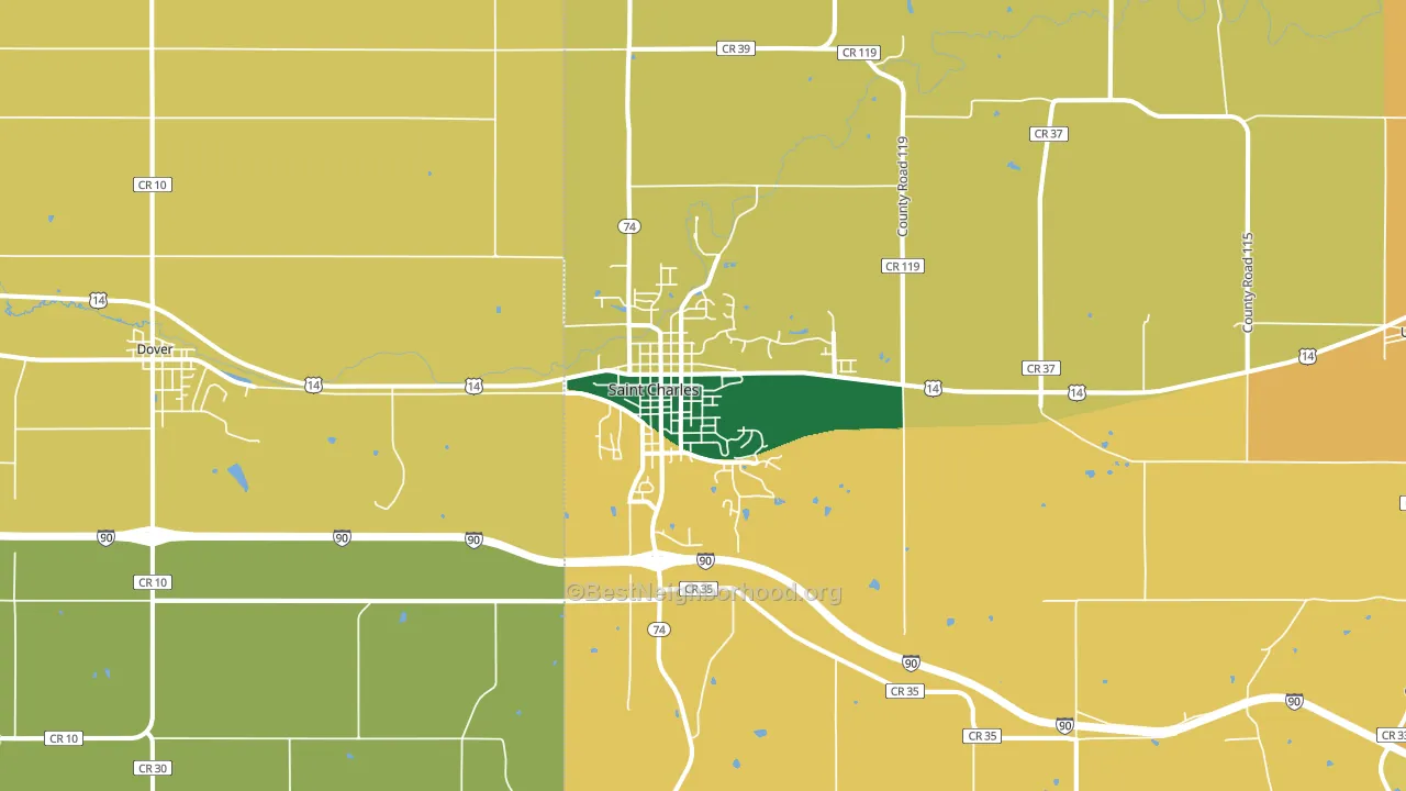 St. Charles, MN block-group voter-turnout map