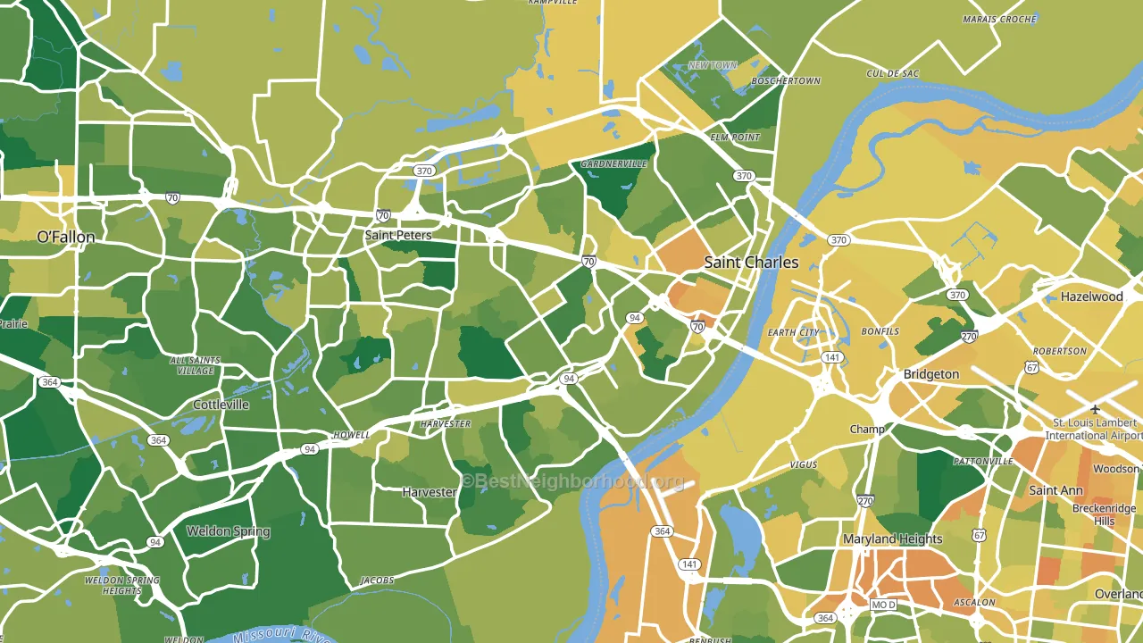St. Charles, MO block-group voter-turnout map