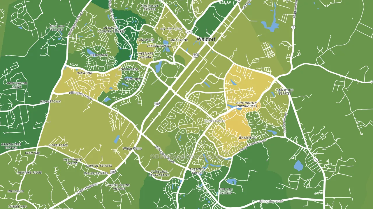 St Charles, Waldorf, MD block-group voter-turnout map