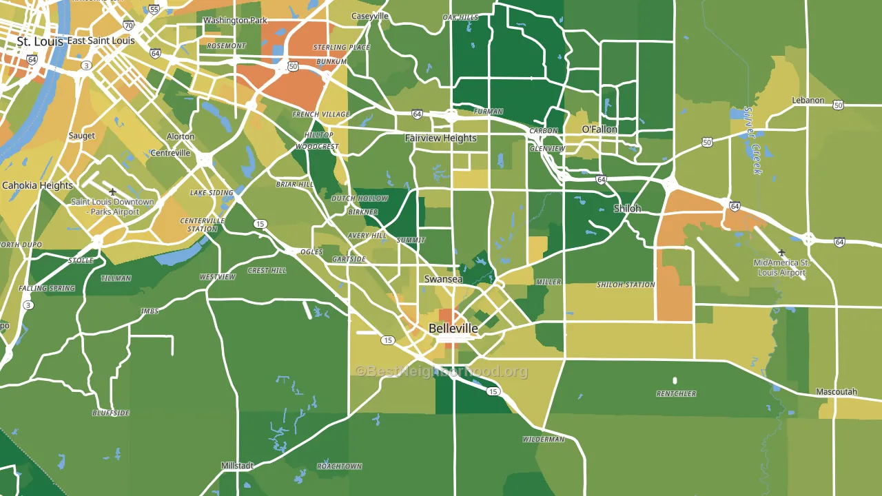 St. Clair County, IL block-group voter-turnout map