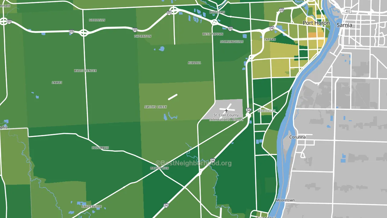 St. Clair County, MI block-group voter-turnout map