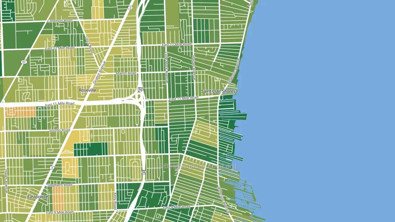 St. Clair Shores, MI block-group voter-turnout map